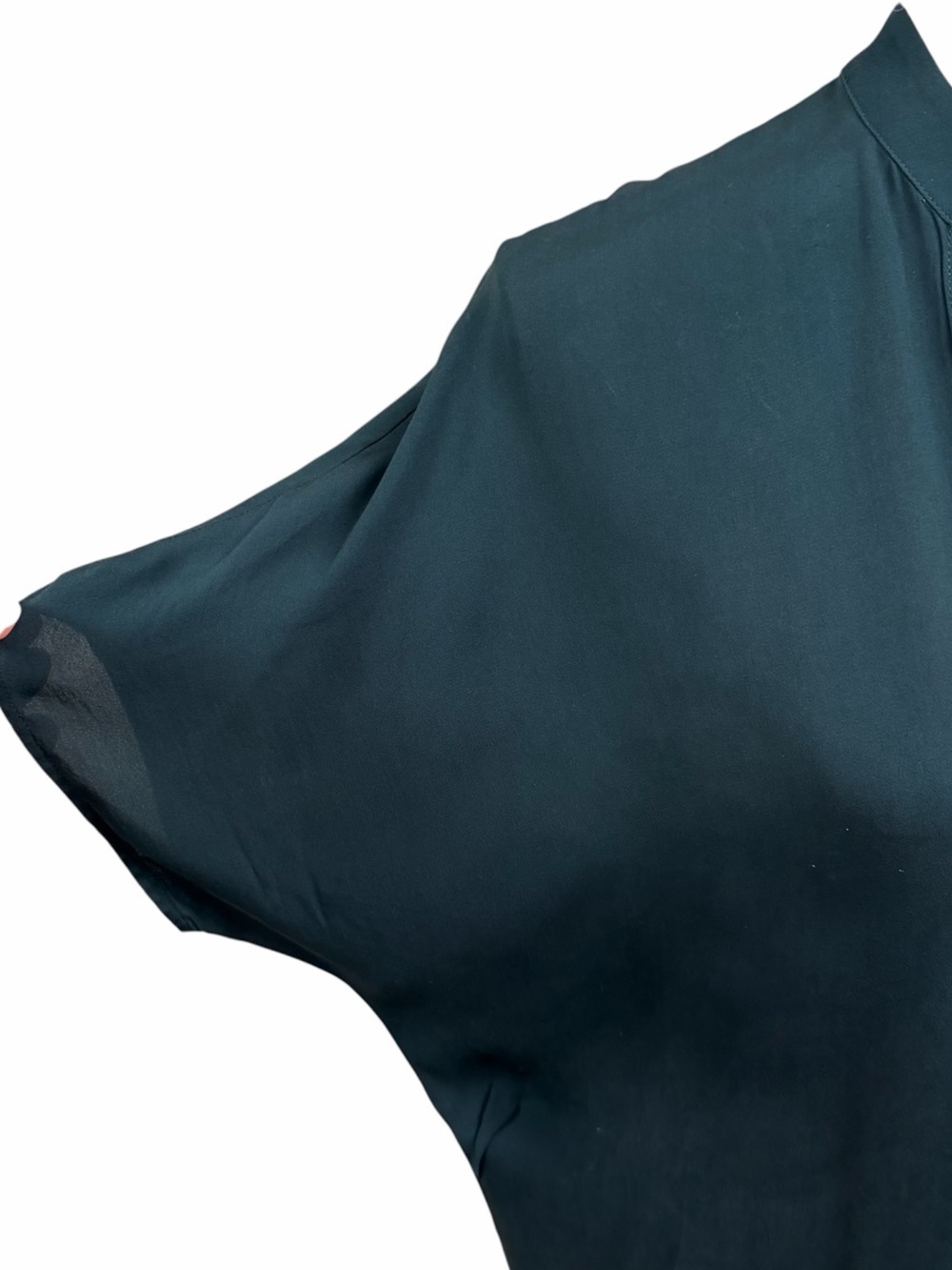 Vince 100% Silk Popover Blouse Dark Teal Green Dolman Cap Sleeve S - Picture 3 of 12
